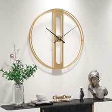 Load image into Gallery viewer, Jeezi Oversize Numberless Modern Metal Wall Clock, Gold Finish with Black Hands