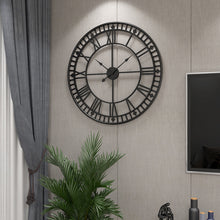 Load image into Gallery viewer, Jeezi Oversize Roman Numeral Modern Metal Wall Clock, Gold Finish with Black Hands (2 colors)