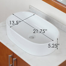 Load image into Gallery viewer, ELITE Oval Shape White Porcelain Ceramic Bathroom Vessel Sink 9675
