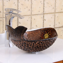 Load image into Gallery viewer, ELITE Atlantic Whale Pattern Tempered Glass Bathroom Vessel Sink