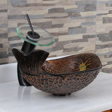 Load image into Gallery viewer, ELITE Atlantic Whale Pattern Tempered Glass Bathroom Vessel Sink