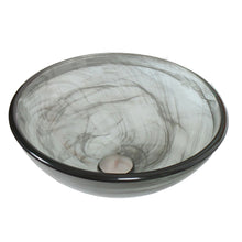 Load image into Gallery viewer, ELITE Gray w. Swirls Textures Double Layers Bathroom Glass Vessel Sink 49N