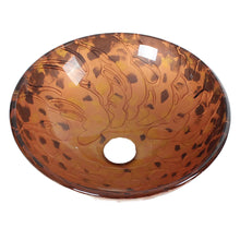 Load image into Gallery viewer, Unique Tempered Glass Vessel Sink w.Yellow Striped Pattern 142E