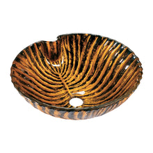 Load image into Gallery viewer, Glass Vessel Sink w.Yellow & Black Striped Pattern 131E