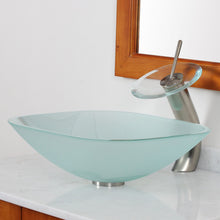 Load image into Gallery viewer, ELITE Frosted Square Tempered Bathroom Glass Vessel Sink GD04F