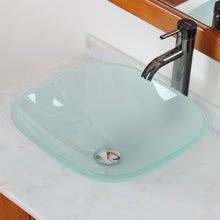 Load image into Gallery viewer, ELITE Frosted Square Tempered Bathroom Glass Vessel Sink GD04F