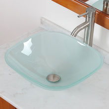 Load image into Gallery viewer, ELITE Frosted Square Tempered Bathroom Glass Vessel Sink GD04F