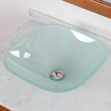 Load image into Gallery viewer, ELITE Frosted Square Tempered Bathroom Glass Vessel Sink GD04F