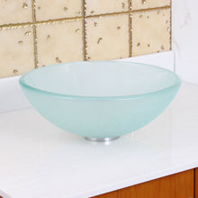 Load image into Gallery viewer, ELITE 14" Small Clear Frosted Bathroom Glass Vessel Sink GD08S