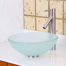Load image into Gallery viewer, ELITE 14" Small Clear Frosted Bathroom Glass Vessel Sink GD08S