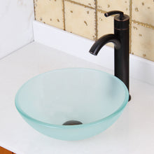 Load image into Gallery viewer, ELITE 14" Small Clear Frosted Bathroom Glass Vessel Sink GD08S