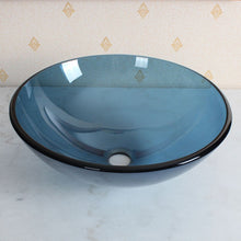 Load image into Gallery viewer, ELITE Clear Blue Tempered Bathroom Glass Vessel Sink GD10C