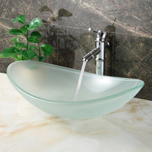 Load image into Gallery viewer, ELITE Unique Oval Frosted Tempered Glass Bathroom Sink GD33F