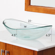 Load image into Gallery viewer, ELITE Clear Tempered Glass Vessel Sink with Boat Shape GD33
