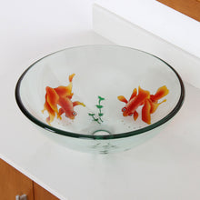 Load image into Gallery viewer, ELITE Clear Tempered Glass Sink with Goldfish Art Design GD45