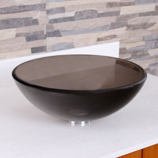 ELITE 14" Small Natural Clear Brown Tempered Glass Vessel Sink GD53S