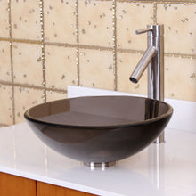 Load image into Gallery viewer, ELITE 14" Small Natural Clear Brown Tempered Glass Vessel Sink GD53S