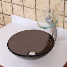 Load image into Gallery viewer, ELITE 14" Small Natural Clear Brown Tempered Glass Vessel Sink GD53S