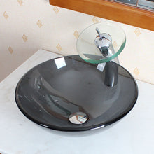 Load image into Gallery viewer, ELITE Clear Black Tempered Bathroom Glass Vessel Sink GD54