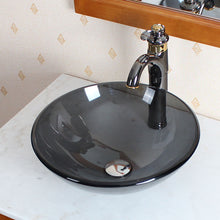 Load image into Gallery viewer, ELITE Clear Black Tempered Bathroom Glass Vessel Sink GD54