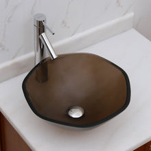 Load image into Gallery viewer, ELITE Modern Design Polygon Clear Brown Bathroom Glass Vessel Sink GD58
