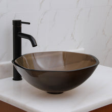 Load image into Gallery viewer, ELITE Modern Design Polygon Clear Brown Bathroom Glass Vessel Sink GD58