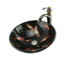 Load image into Gallery viewer, Double Layers Tempered Glass Sink with Goldfish Art Design GD85