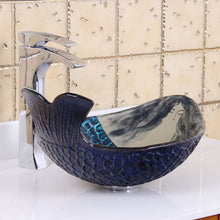 Load image into Gallery viewer, ELITE Mermaid Tempered Glass Bathroom Vessel Sink IVAN
