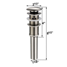 Load image into Gallery viewer, ELITE Brushed Nickel Pop-Up Drain With Overflow P08BN