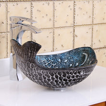 Load image into Gallery viewer, ELITE Pattern Tempered Glass Bathroom Vessel Sink Pacific Whale