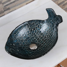 Load image into Gallery viewer, ELITE Pattern Tempered Glass Bathroom Vessel Sink Pacific Whale