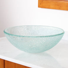 ELITE 14" Small Cracking Style Bathroom Glass Vessel Sink S25S