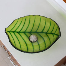 Load image into Gallery viewer, ELITE Spring Leaves Design Tempered Glass Bathroom Vessel Sink