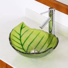 Load image into Gallery viewer, ELITE Spring Leaves Design Tempered Glass Bathroom Vessel Sink