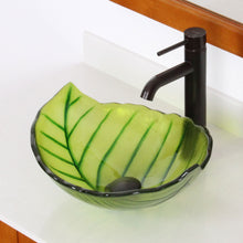 Load image into Gallery viewer, ELITE Spring Leaves Design Tempered Glass Bathroom Vessel Sink