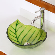 Load image into Gallery viewer, ELITE Spring Leaves Design Tempered Glass Bathroom Vessel Sink