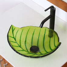 Load image into Gallery viewer, ELITE Spring Leaves Design Tempered Glass Bathroom Vessel Sink
