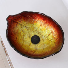 Load image into Gallery viewer, ELITE Leaves Design Tempered Glass Bathroom Vessel Sink Summer