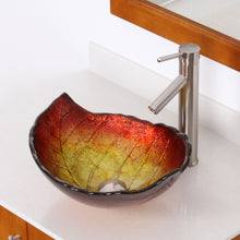 Load image into Gallery viewer, ELITE Leaves Design Tempered Glass Bathroom Vessel Sink Summer