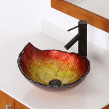 Load image into Gallery viewer, ELITE Leaves Design Tempered Glass Bathroom Vessel Sink Summer