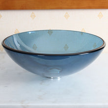 Load image into Gallery viewer, ELITE Clear Blue Tempered Bathroom Glass Vessel Sink GD10C