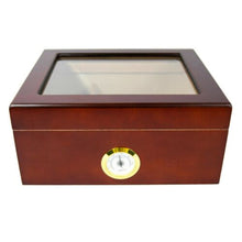 Load image into Gallery viewer, Royal Glass-Top Cigar Humidor - Desktop Humidifier Storage Box for 25-50 Cigars