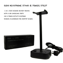 Load image into Gallery viewer, RGB Headphone Stand & Power Strip 2 in 1 Desk Gaming Headset Holder