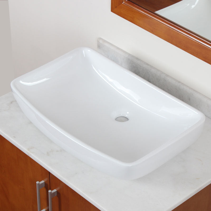 ELITE High Temperature Grade A Ceramic Bathroom Sink With Unique Rectangle Design 10059