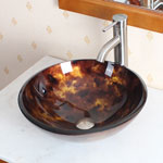 Load image into Gallery viewer, ELITE Tempered Glass Vessel Sink w. Unique Hand Painting Pattern 1204
