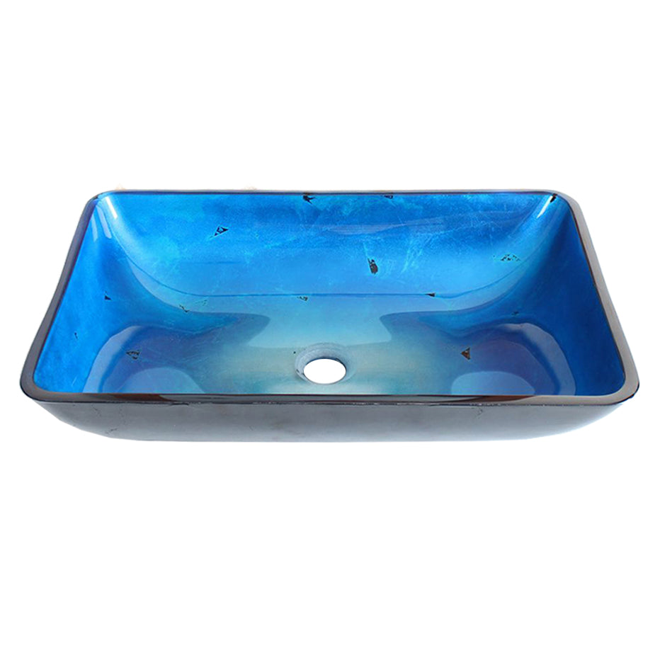 ELITE Tempered Glass Vessel Sink w. Unique Hand Painting Pattern 1206