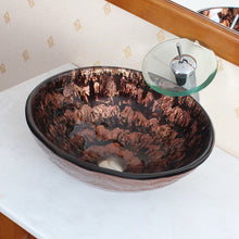 Load image into Gallery viewer, ELITE Tempered Glass Vessel Sink w. Copper Pattern 1207
