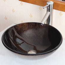 Load image into Gallery viewer, ELITE Tempered Glass Vessel Sink Black Gold Hand Painting Pattern 1208
