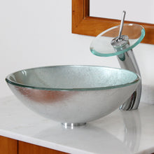 Load image into Gallery viewer, ELITE Silver Glass Sink and Waterfall Faucet Combo 1308+F22TC
