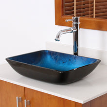 Load image into Gallery viewer, ELITE Rectangle Artistic Blue Tempered Glass Bathroom Sink 1408
